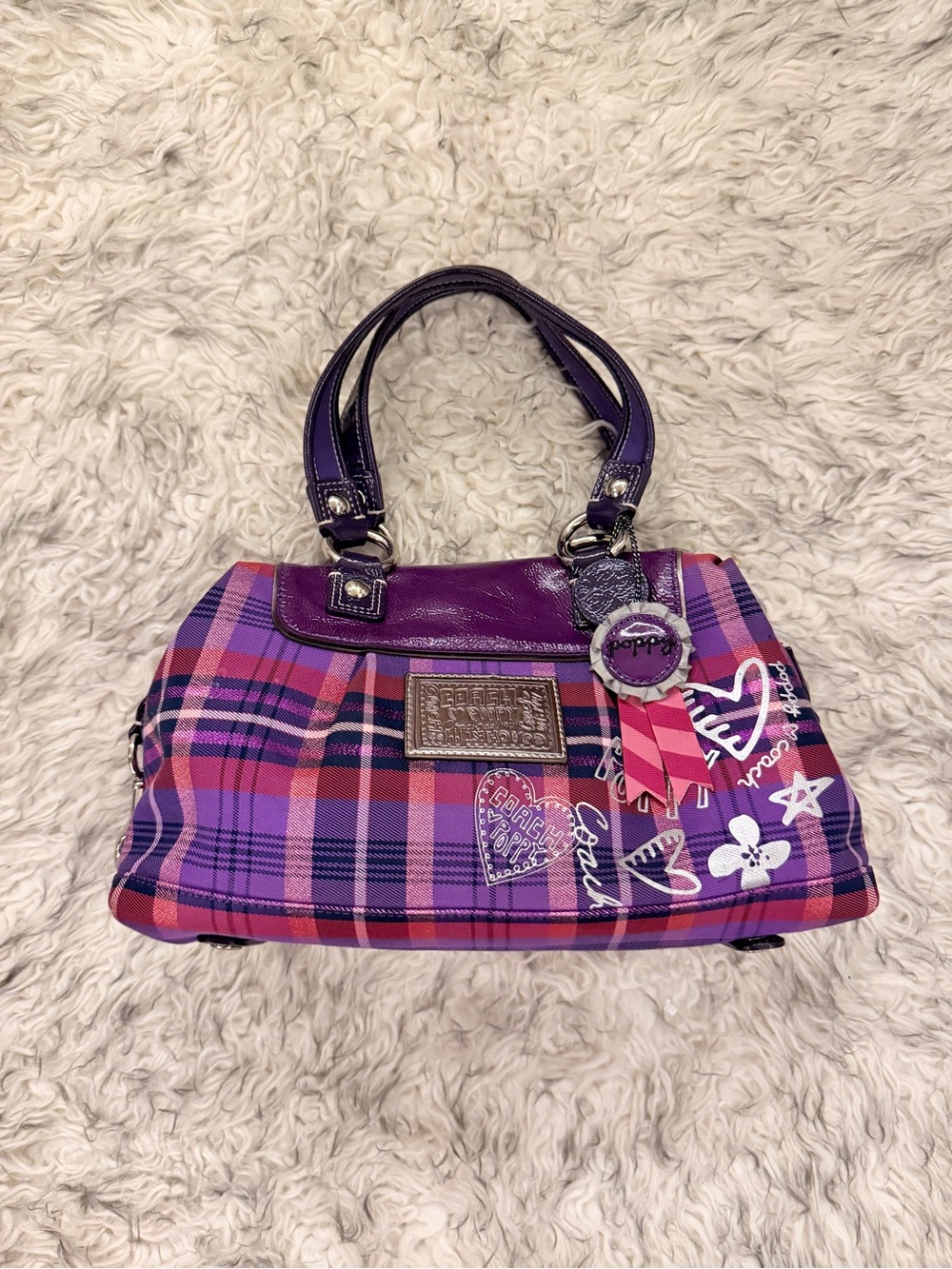 Coach Poppy Handbag - Purple / Plaid